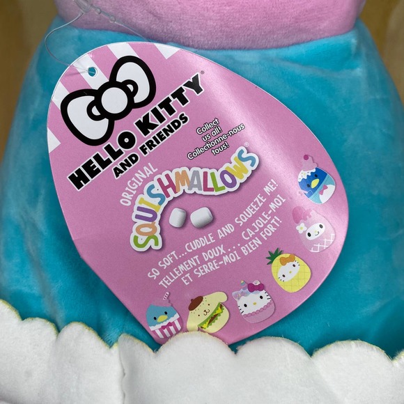 Squishmallows Hello Kitty Tuxedosam Sam Milkshake 12" Plush Sanrio Blue Pillow - Picture 9 of 14